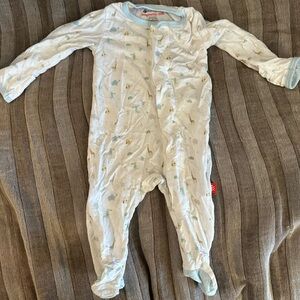 Magnetic Me Baby Footie - White with Blue Accents